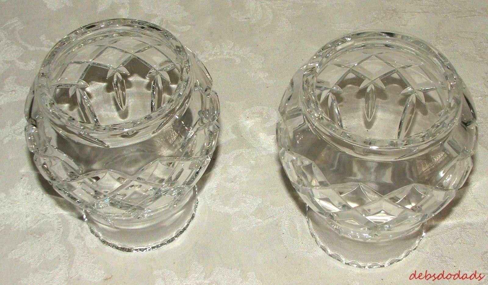 Two Heavy Clear Cut Glass Lamp Shade Light Globes Decor Replacements