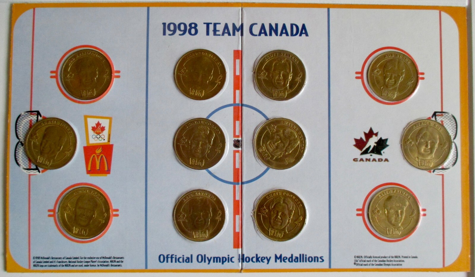 McDonalds-1998 Team Canada Olympic Hockey Medallions as shown - REDUCED $2.00