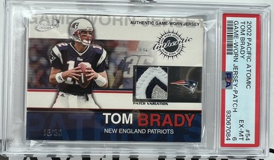 2002 Pacific Atomic Tom Brady ROOKIE YEAR GAME WORN LOGO PATCH   
