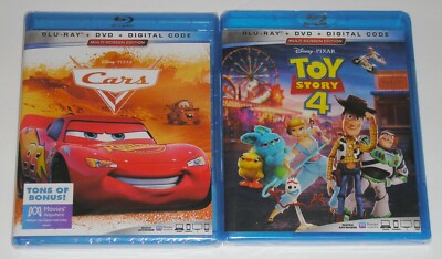 Disney Pixar Blu-ray DVD Lot - Cars (New) Toy Story 4 (New