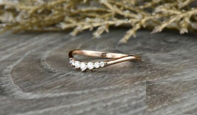 1.3ct Round Lab-Created Moissanite Wedding Band Gold Plated Curved Half Eternity