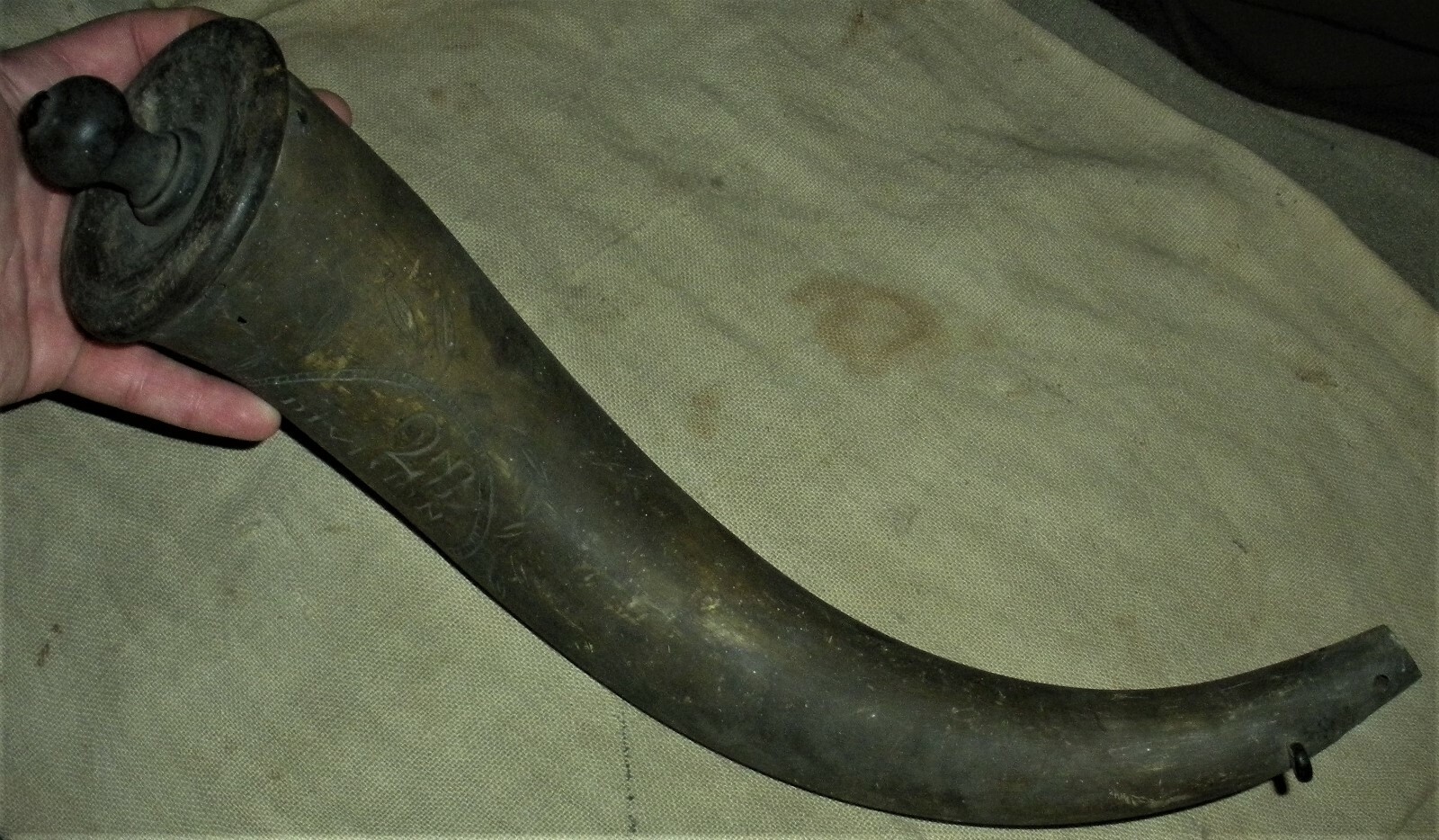 ANTQUE REVOLUTIONARY WAR 1760-80 2ND MARYLAND DIVISION ARTILLERY POWDERHORN vafo