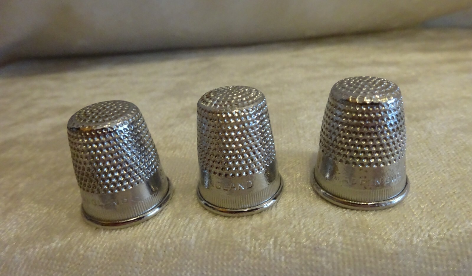 Vtg Thimbles Aluminum Plastic Metal Brass Germany England Spain Printed Lot 42