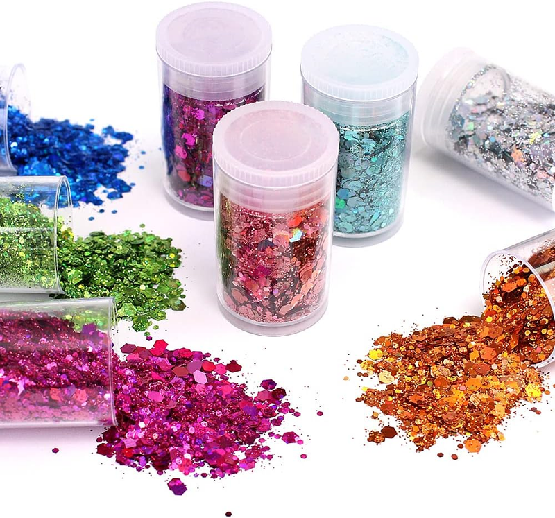 Chunky and Fine Glitter Mix,  36 Colors Chunky Sequins & Fine Glitter Powder Mix