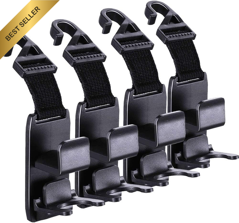4 Pack Universal Car Seat Headrest Hooks Durable Backseat Hangers for Bags Coats