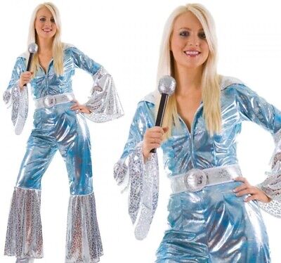Ladies 70s Super Trooper Disco Lady Waterloo Mamma Mia Fancy Dress Costume