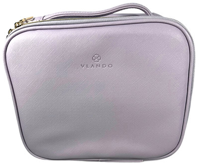 Vlando Makeup Bag Travel Cosmetics Faux Leather Make up Purple 