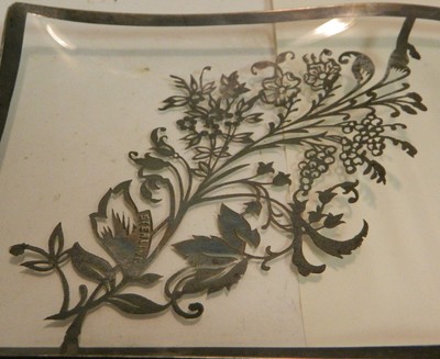 Vintage 3 Section Glass Tray with Sterling Silver Overlay 18