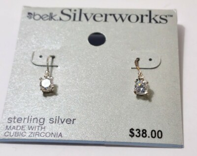 Belk Silver Works Sterling Silver Cubic Zirconia Dangle Earrings NWT