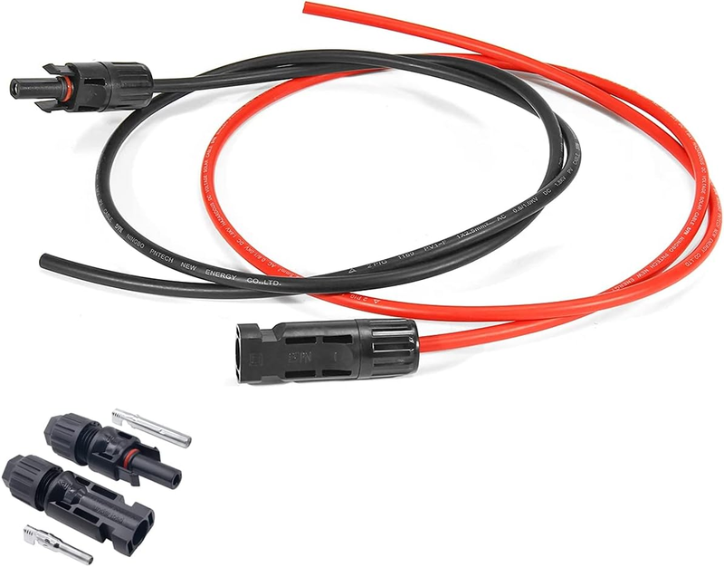 6FT Solar Panel Extension Cable,10Awg (6Mm²) with Female and Male Connector Adap