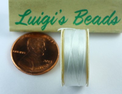 Size D Nymo Bobbin Nylon Beading Thread White 55 yards 