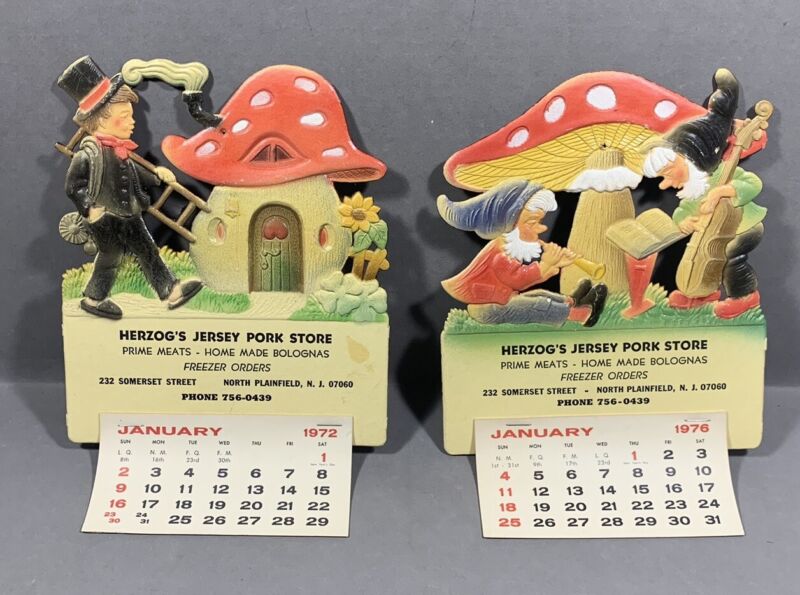Vintage German Pulp Paper Cardboard Calendars ~ Herzog’s Jersey Pork Store