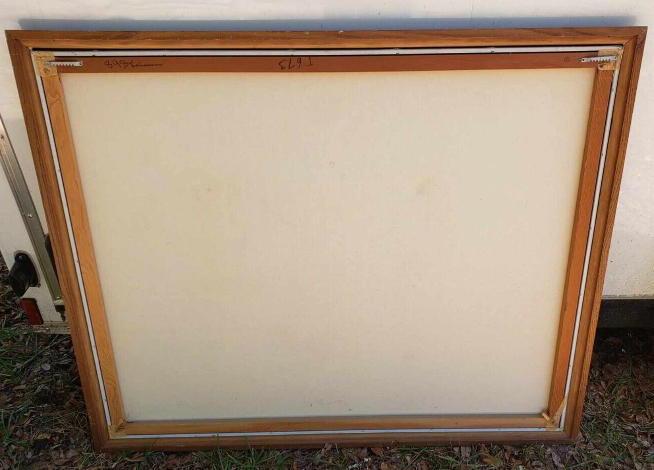 H. Huntington wooden framed oil painting folk art 20th Century 46 1/2" x 38 1/2"