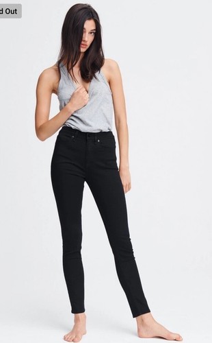 Джинсы-скинни Rag & Bone Nina с высокой посадкой, не линяющие, черные, зауженного кроя 24