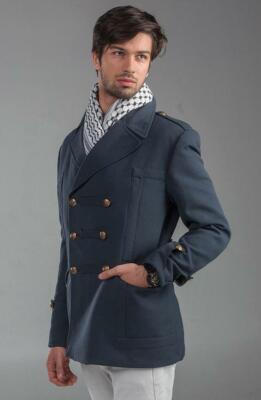 Pre-owned Blue 1960's Authentic Military Vintage Re-designed Gray  Flamboyant Wool Coat