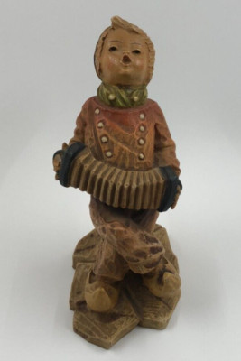 Adorable Dutch Boy with Accordion Figurine, Resin Composition, Copy Verb HM