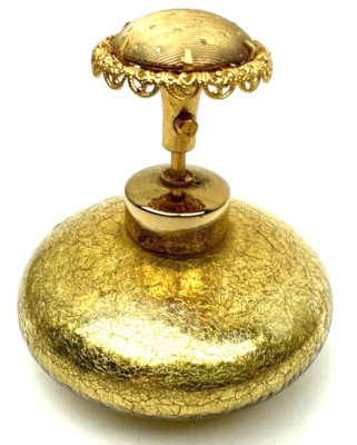 Vtg DeVilbiss Gold Crackle Glass Perfume Bottle Pump Atomizer MCM Empty