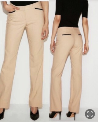 NWT Express Editor Pants 18R, Barely Boot Low Rise - Khaki w/ Black Trim