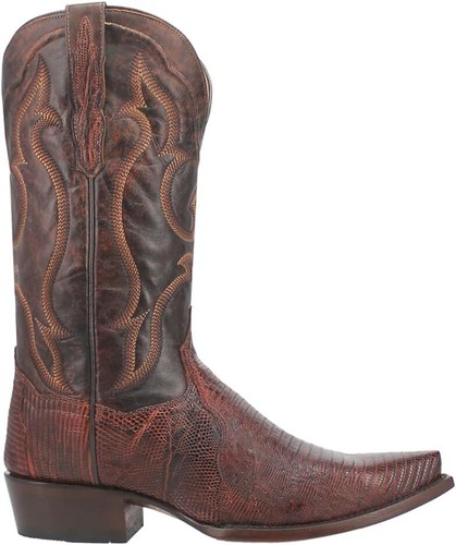 Pre-owned Dan Post Boots Mens Hearst Lizard Snip Toe Casual Mid Calf - Brown In Cognac