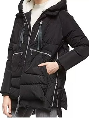 Orolay Down Jacket Womens XS Black Full Zip Sherpa Hood Warm Puffer Coat