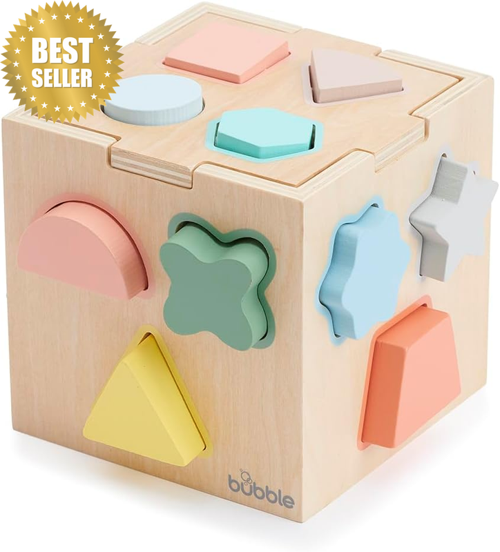 Wooden Shape Sorting Cube Toy for Toddlers 1+ - Montessori Educational Activity