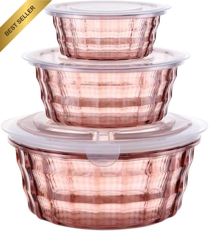 Salad Bowls with Lids (Set of 3), Lunch Prep Nesting Bowls, Mixing Bowls with Li