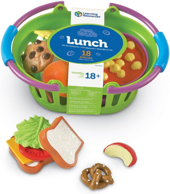 New Sprouts Lunch Basket, Pretend Play Food, 18 Piece Set, Ages 18 Mos+