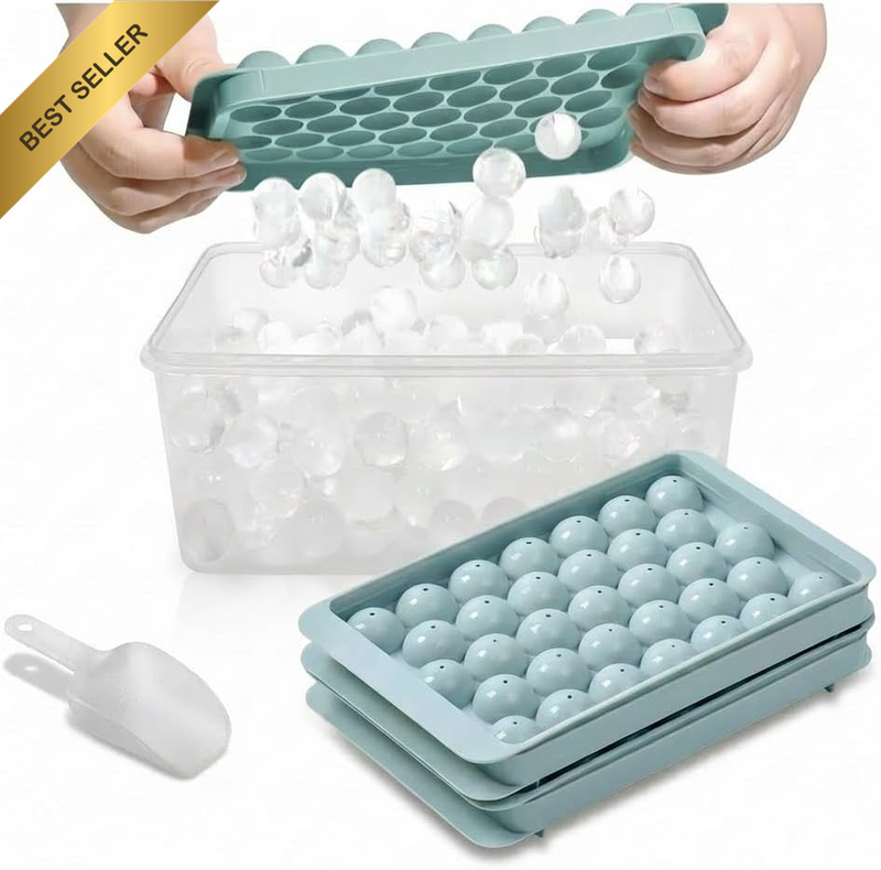 33-Grid round Ice Cube Tray with Lid & Bin – 5-Pack Easy-Twist Release Ice Ball