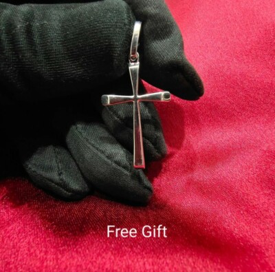 Pre-owned Nsg 3ct 100% Genuine Moissanite Drip Cross Religious Pendant For Men's 925 Silver In White