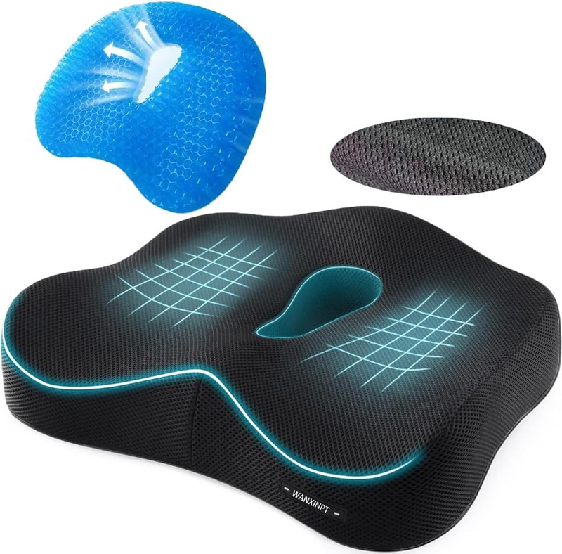 Seat Cushion with Memory Foam & Gel, U-Shaped Coccyx Cushion for Office Chair, C