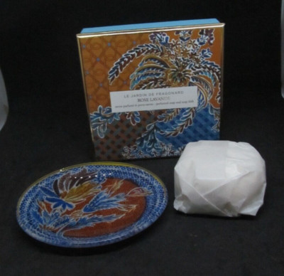 NIB Le Jardin De Fragonard Rose Lavande Perfumed Soap & Soap Dish