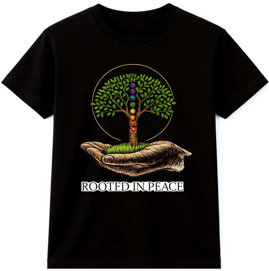 Tree Of Life Rooted In Peace 7 Chakras Spiritual Yoga Meditation Graphic T-Shirt