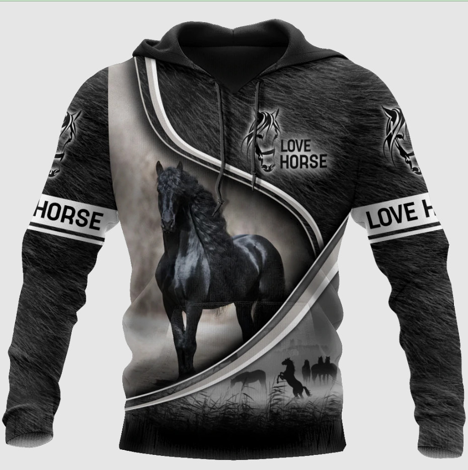 Black Horse 3D HOODIE All Over Print Mother Day Gift Us Size