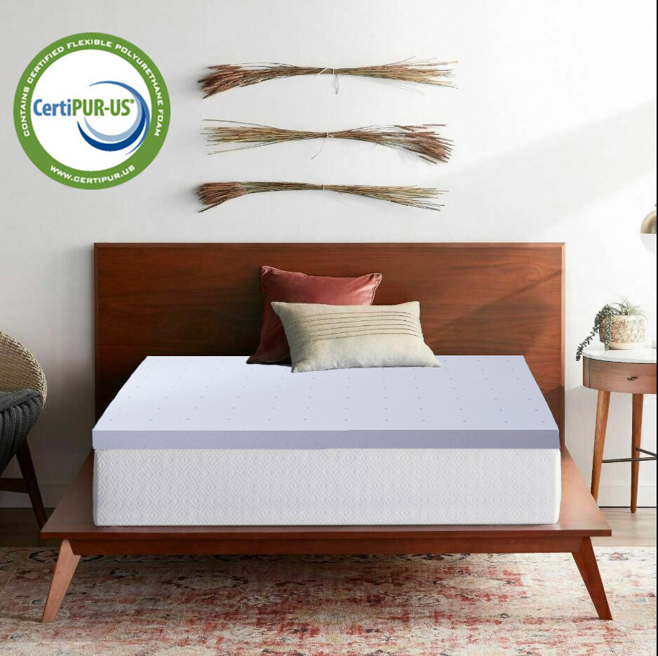 3 Inch Queen Size Lavender Gel Memory Foam Mattress Topper ...