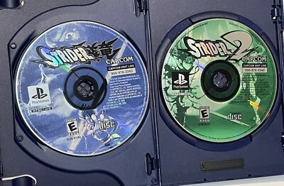 Strider 1 + 2 - Sony PlayStation 1 - Untested - Heavy Scratches