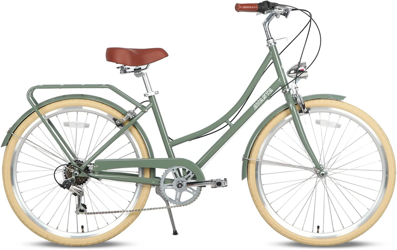 Women'S 6 Speed Step-Through Hybrid Cruiser Bicycle, 26 Inch