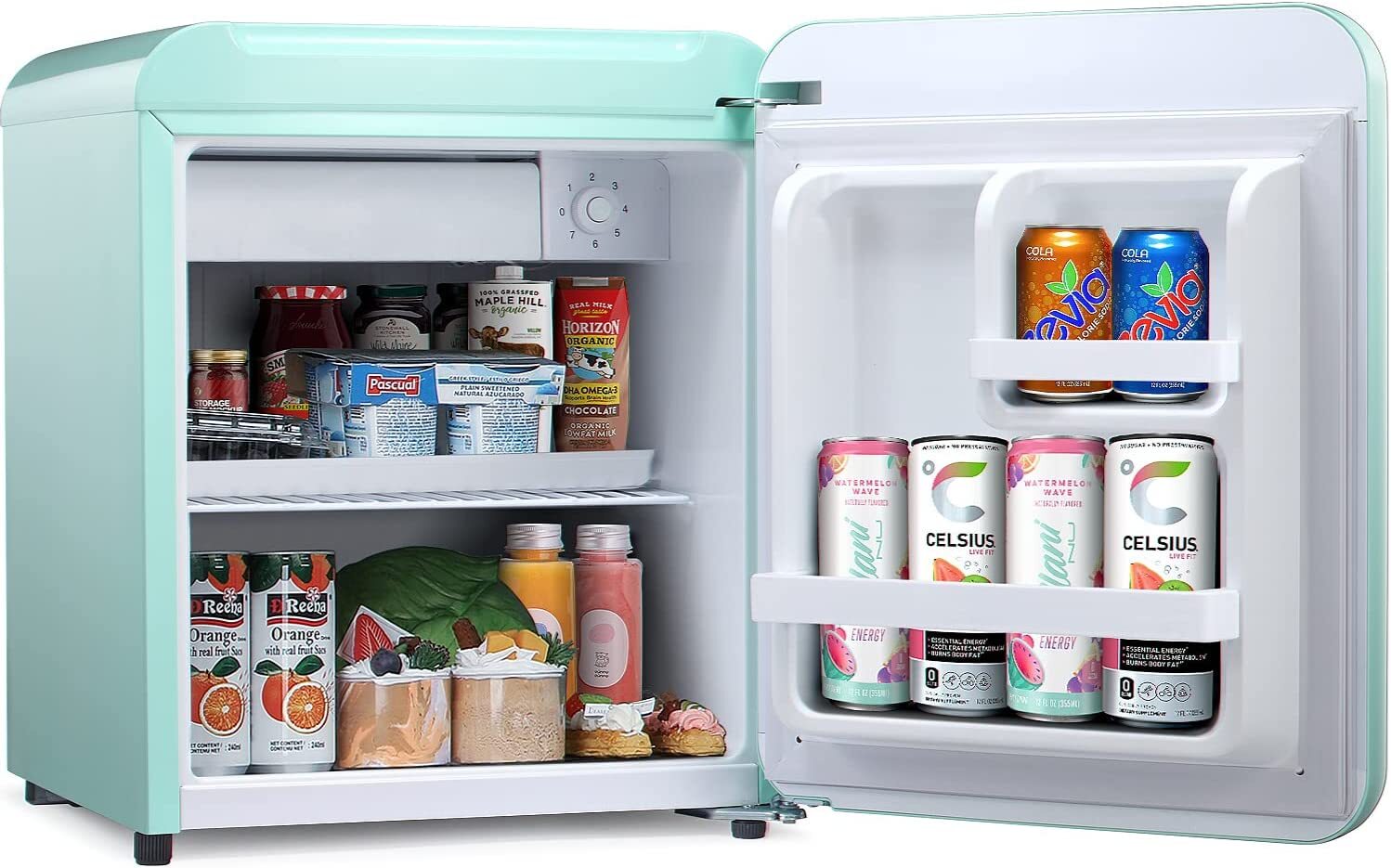 1.7 Cu.Ft Retro Green Mini Fridge w/Freezer Removable