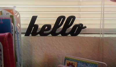 Hello Sign Shelf Sitter Office Desktop Dorm Decor Wall Hanging Decor Word Art 