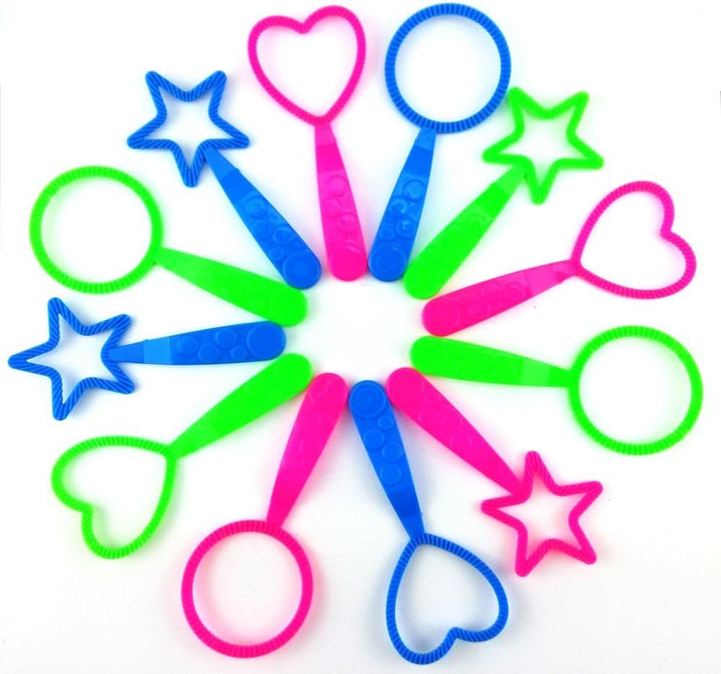 12Pcs Mix Color Circle Star Heart Shape Bubble Wands