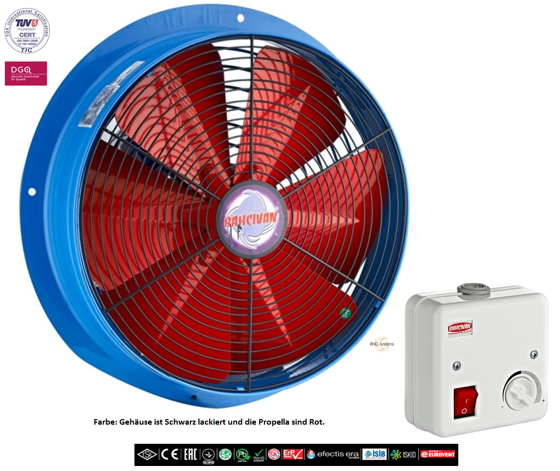 Ventilatore Industriale A Parete 350 Mm - 3200 M³/h Con Regolatore Di Velocità 500W Per Officine - Foto 2