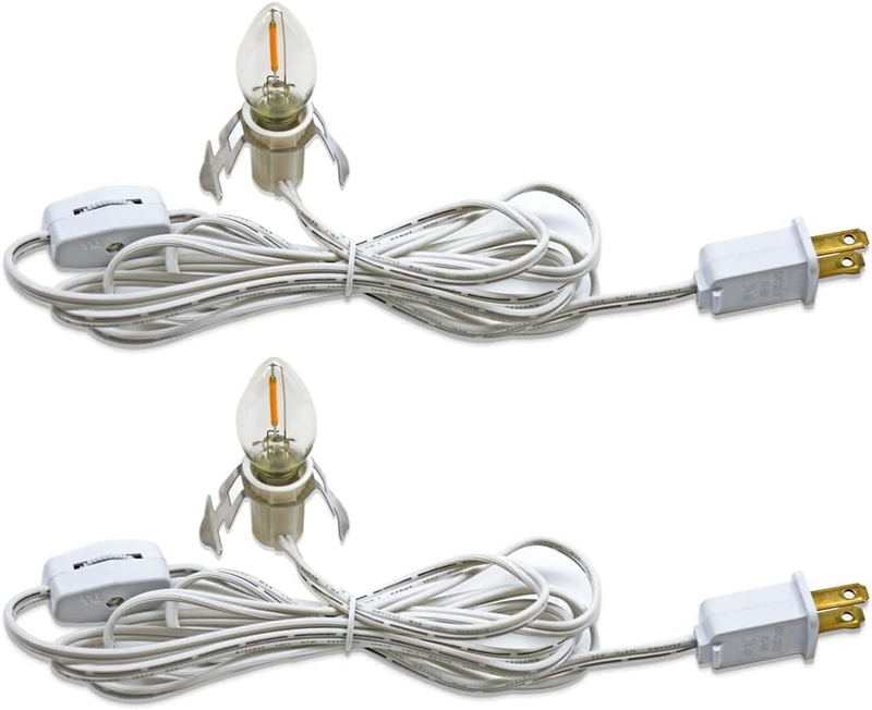 KGC C7 Accessory Cord with 2 C7 Led Light Bulb Candelabra-Base E12 Socket,Ul Lis