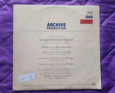 George Frederick Handel Musick For The Royal Fireworks LP Archive Production
