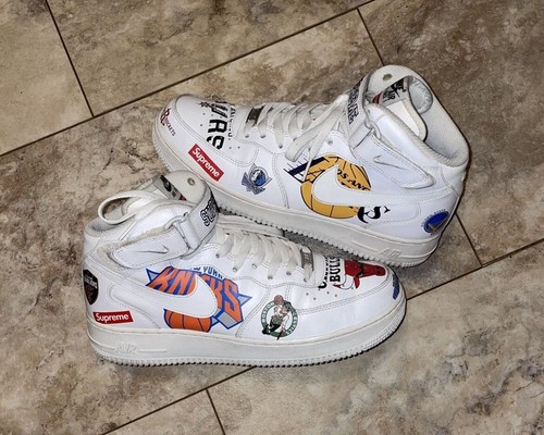 Size 9.5 - Nike Supreme x NBA x Air Force 1 07 Mid White