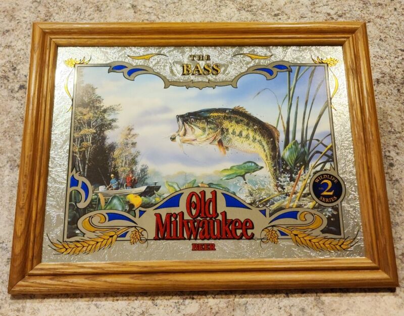 Old Milwaukee Beer The Bass Wildlife Series No. 2 Mirror Fish Sign