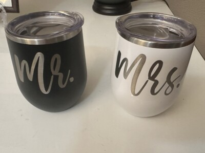 Mugzie Mr & Mrs Travel Coffee Mug Set With Cover Bridal Shower Gift Wedding Pair
