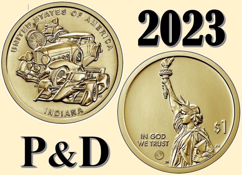 2023 P&D American Innovation $1 - Indiana - US Mint  -  UNC - 2 coins Set