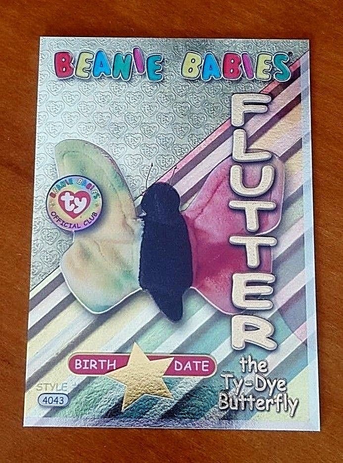 GOLD Ty Beanie Babies BBOC Series 3 Flutter Birthday Card #31/100