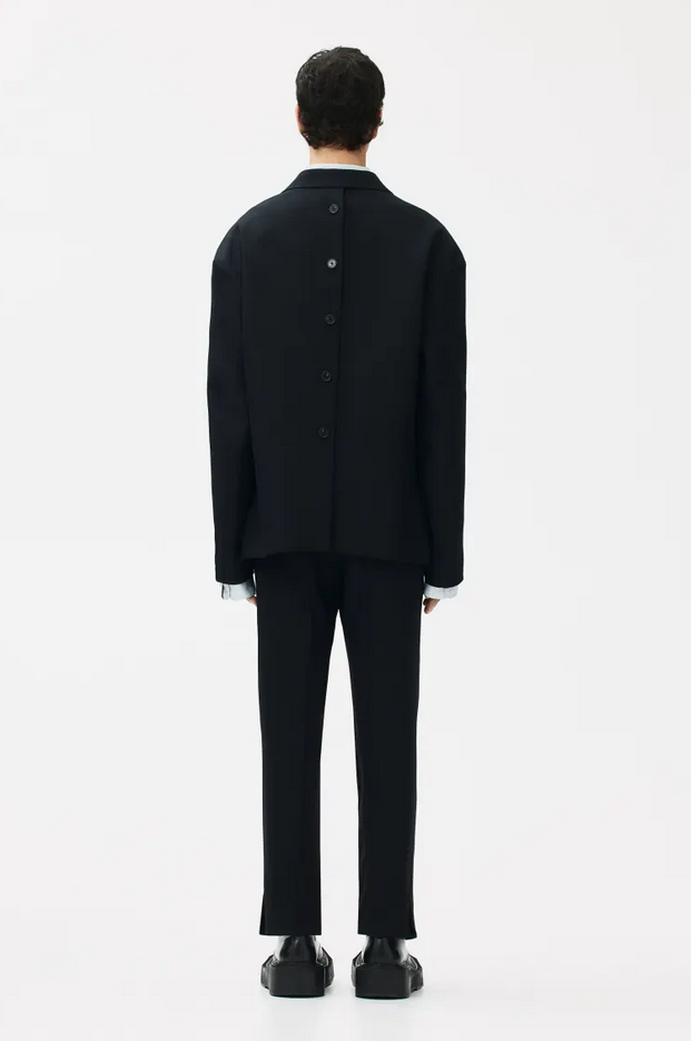 Pre-owned H&m Rokh Button-detail Wool Blazer For Men (black) Fast Ship