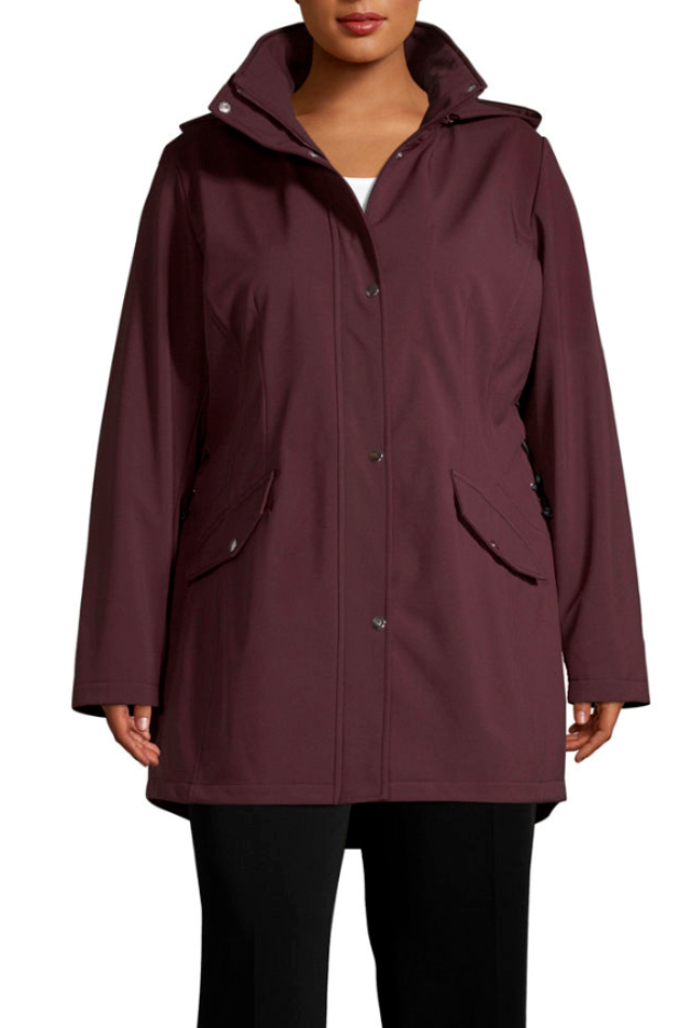 Pre-owned Liz Claiborne Hooded Water Resistant Lightweight Softshell Jacket Wine 2x In Red