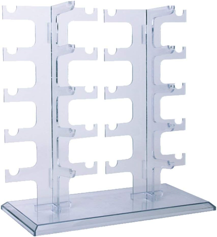 Two Row Sunglasses Rack 10 Pairs Glasses Holder Display Stand Transparent